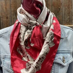 Floral Printed Western Wild Rag Scarf Red Wine